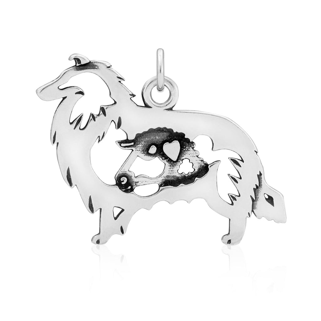 Sterling Silver Collie Necklace Jewelry, Rough Coat