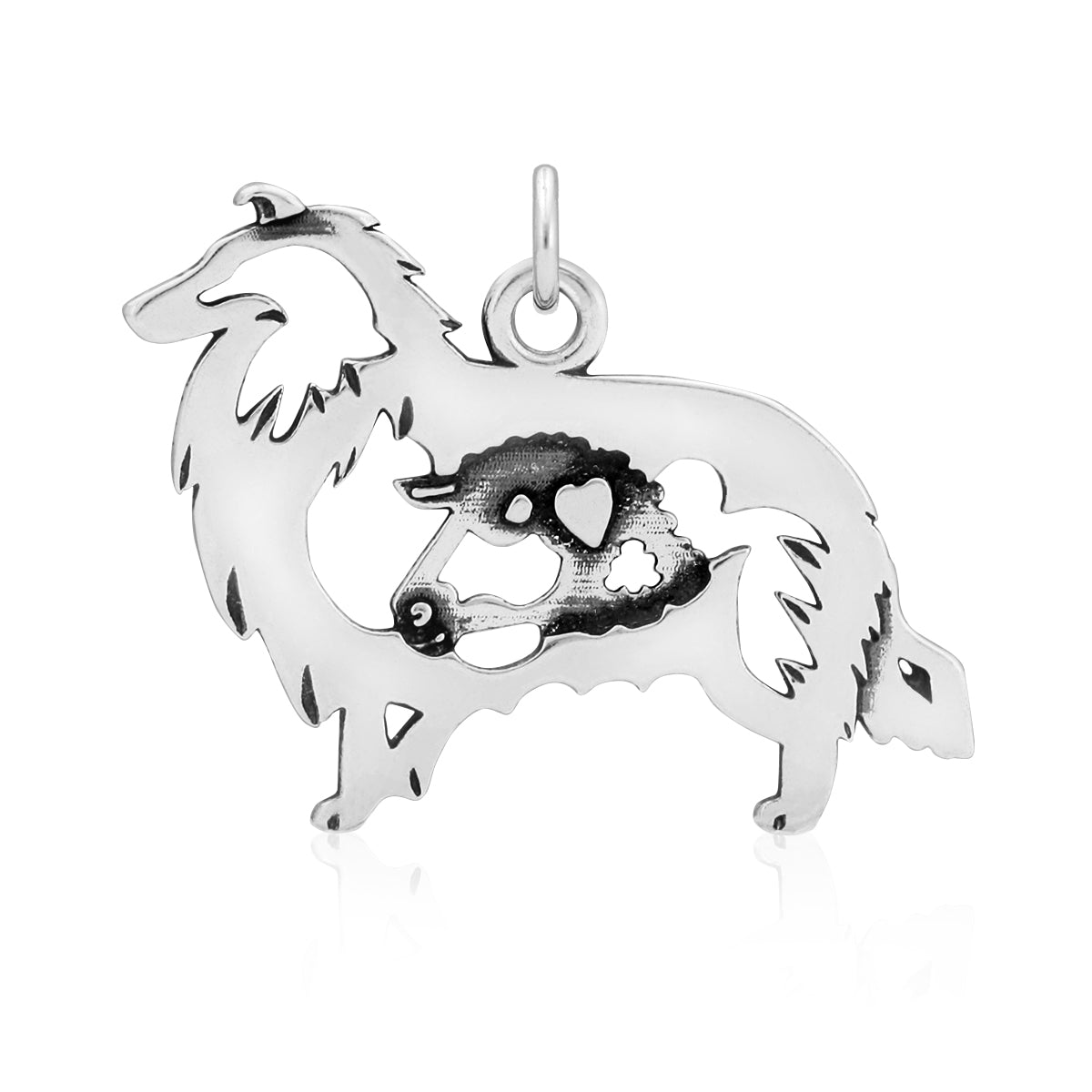 Sterling Silver Collie Necklace Jewelry, Rough Coat