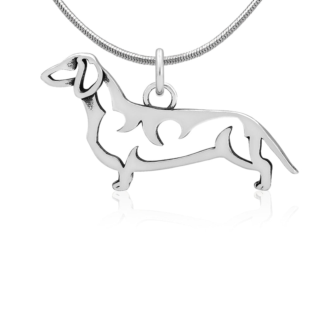 Sterling Silver Dachshund Necklace Jewelry, Smooth Coat