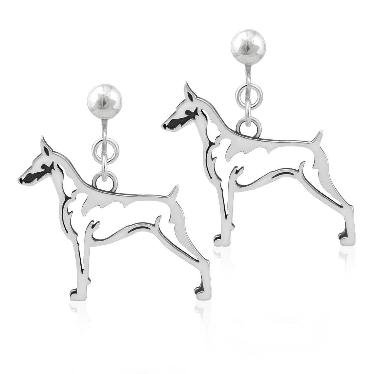 Sterling Silver Doberman Pinscher Earrings