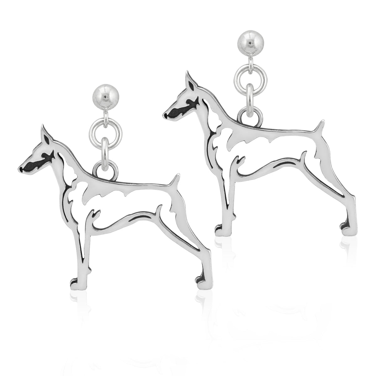 Sterling Silver Doberman Pinscher Earrings