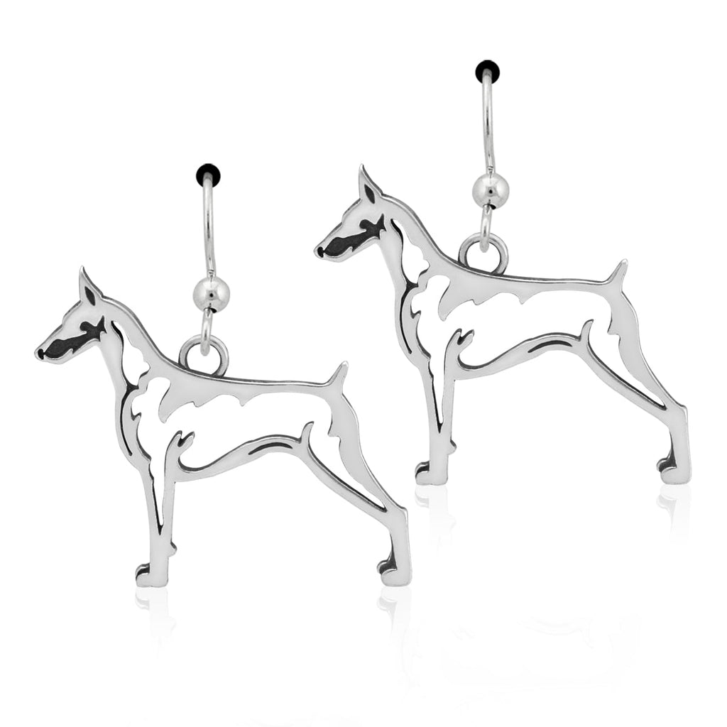 Sterling Silver Doberman Pinscher Earrings