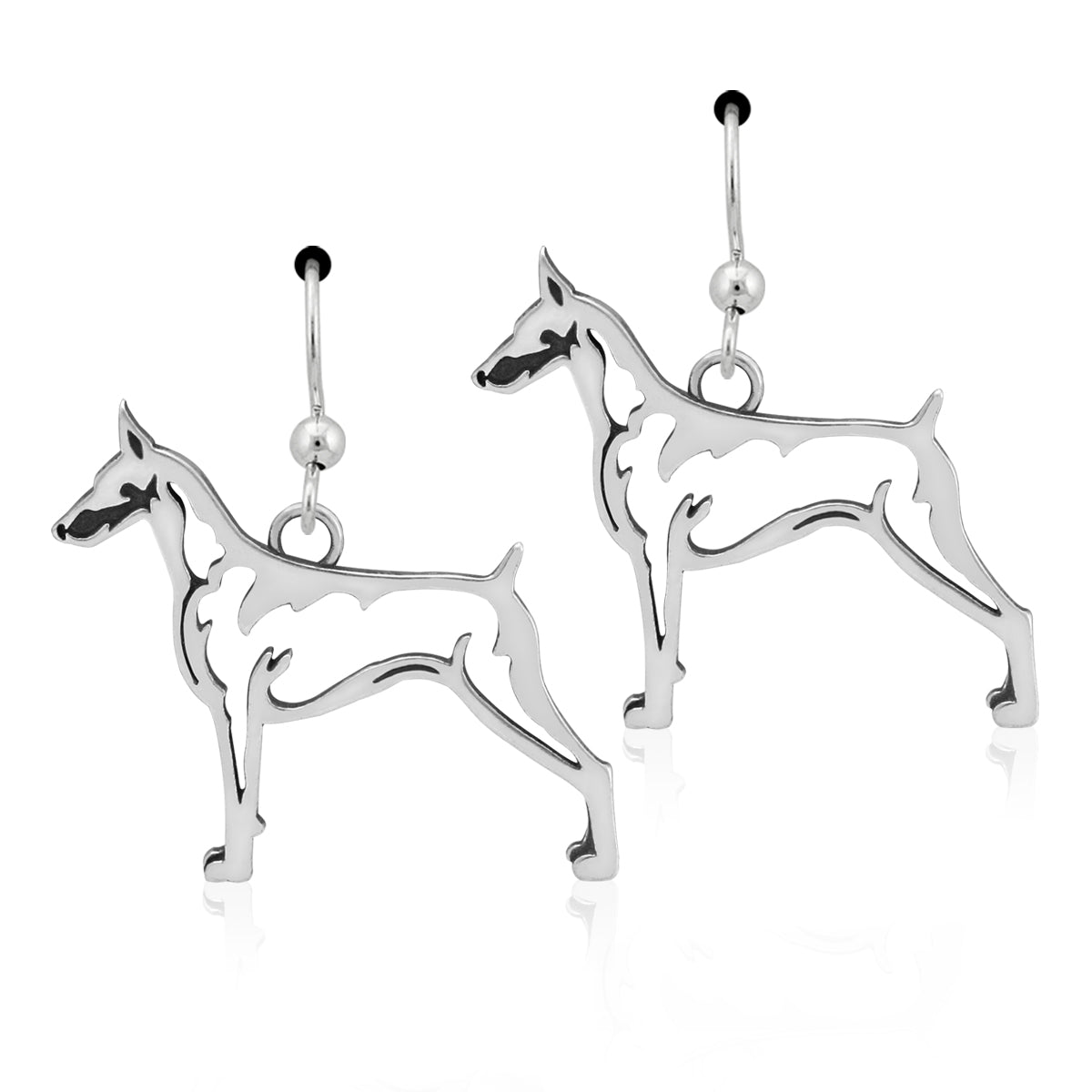 Sterling Silver Doberman Pinscher Earrings