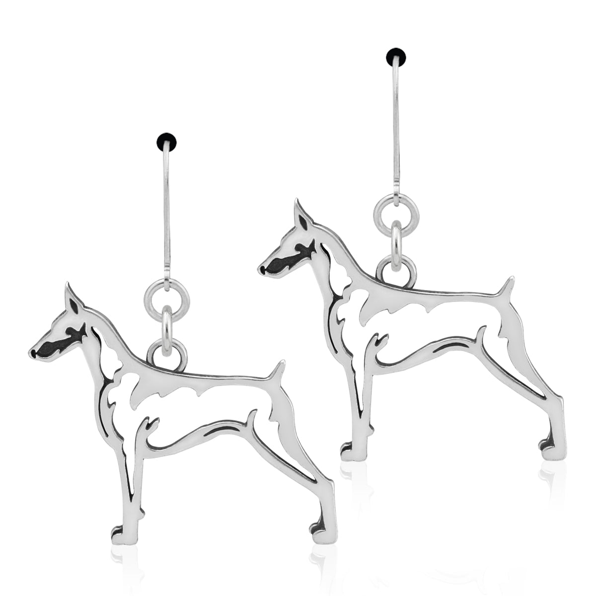 Sterling Silver Doberman Pinscher Earrings