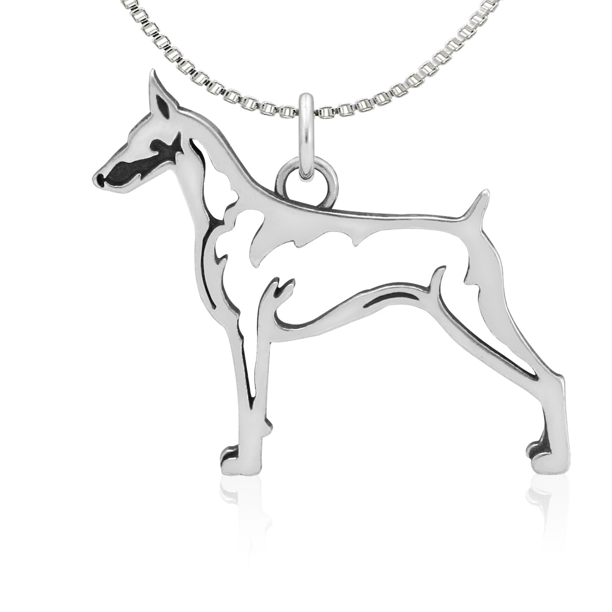 Sterling Silver Doberman Pinscher Necklace Jewelry