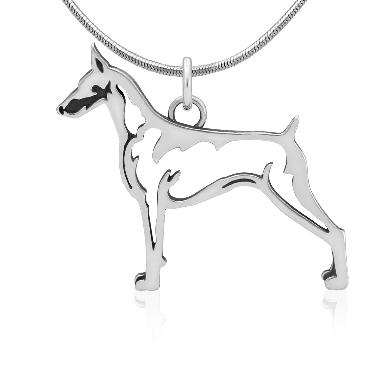 Sterling Silver Doberman Pinscher Necklace Jewelry