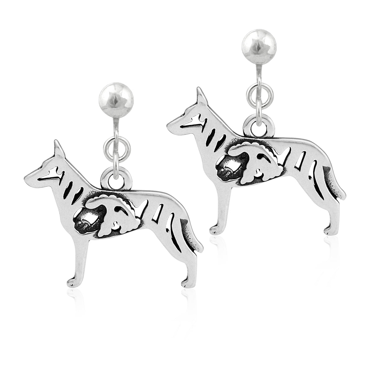 Sterling Silver Dutch Shepherd Earrings