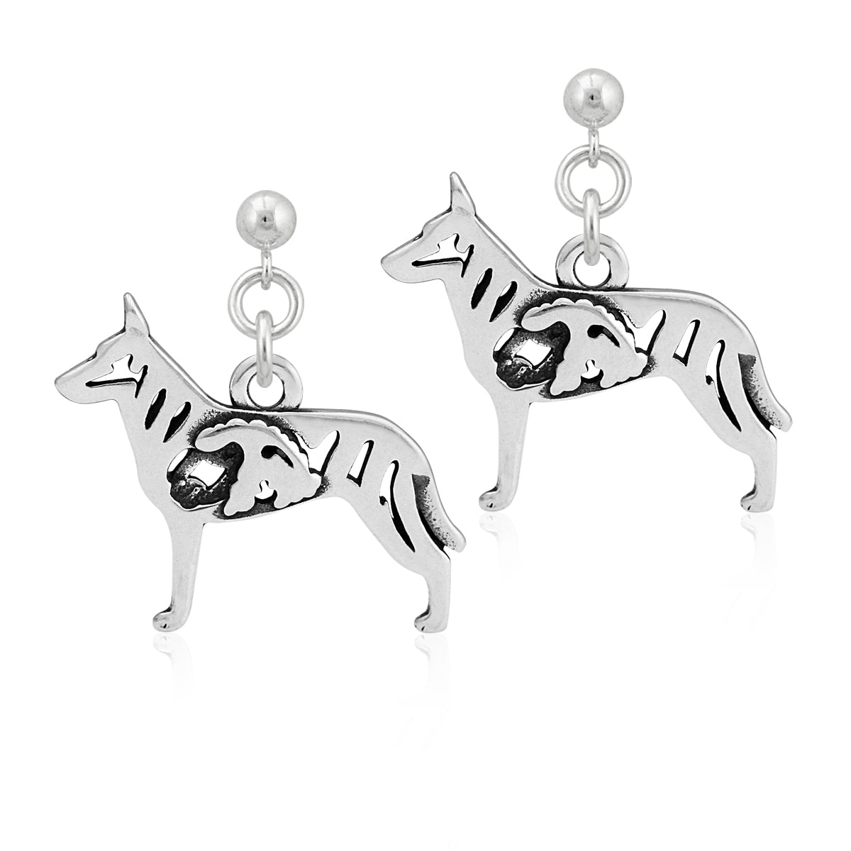 Sterling Silver Dutch Shepherd Earrings