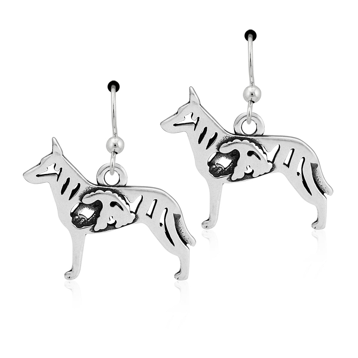 Sterling Silver Dutch Shepherd Earrings