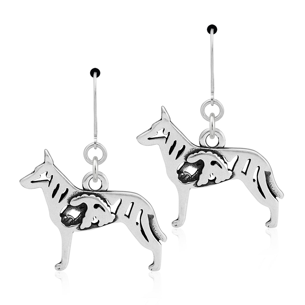 Sterling Silver Dutch Shepherd Earrings