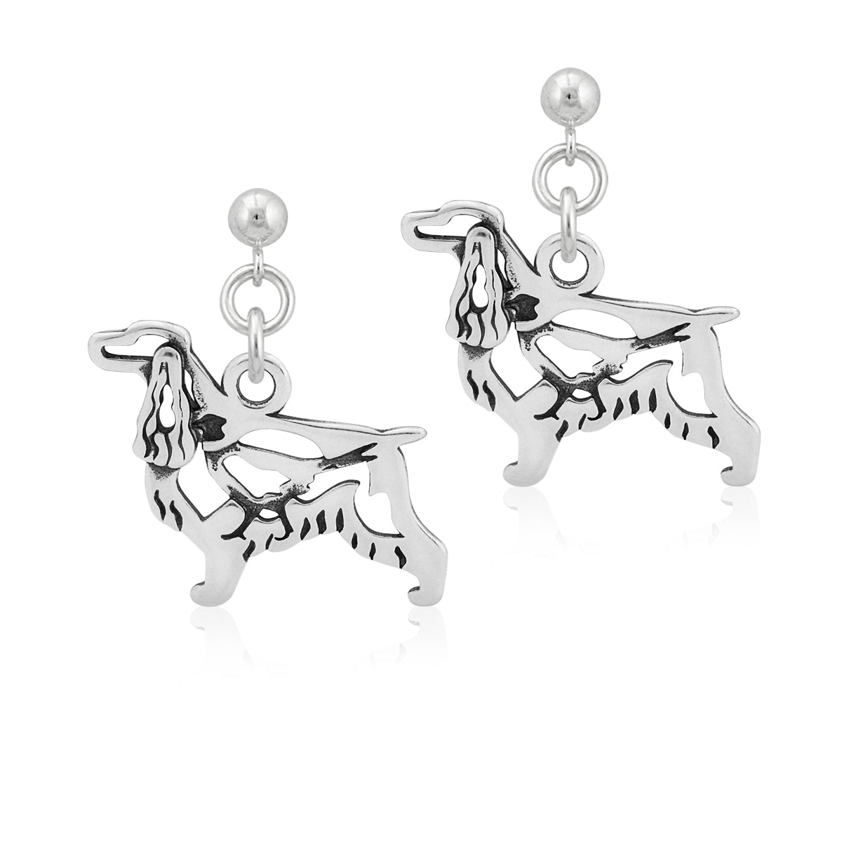 Sterling Silver English Cocker Spaniel Earrings