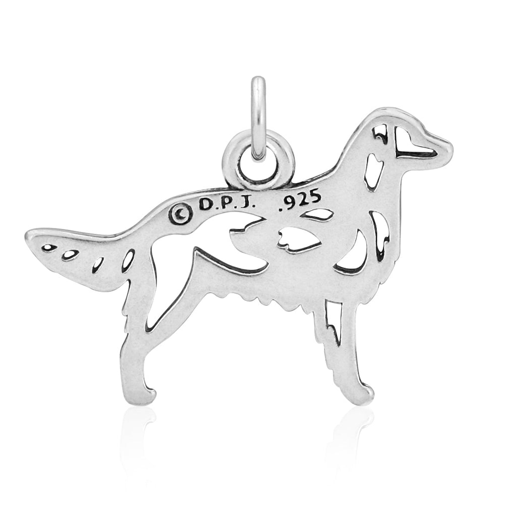 Sterling Silver Flat-Coated Retriever Necklace Jewelry