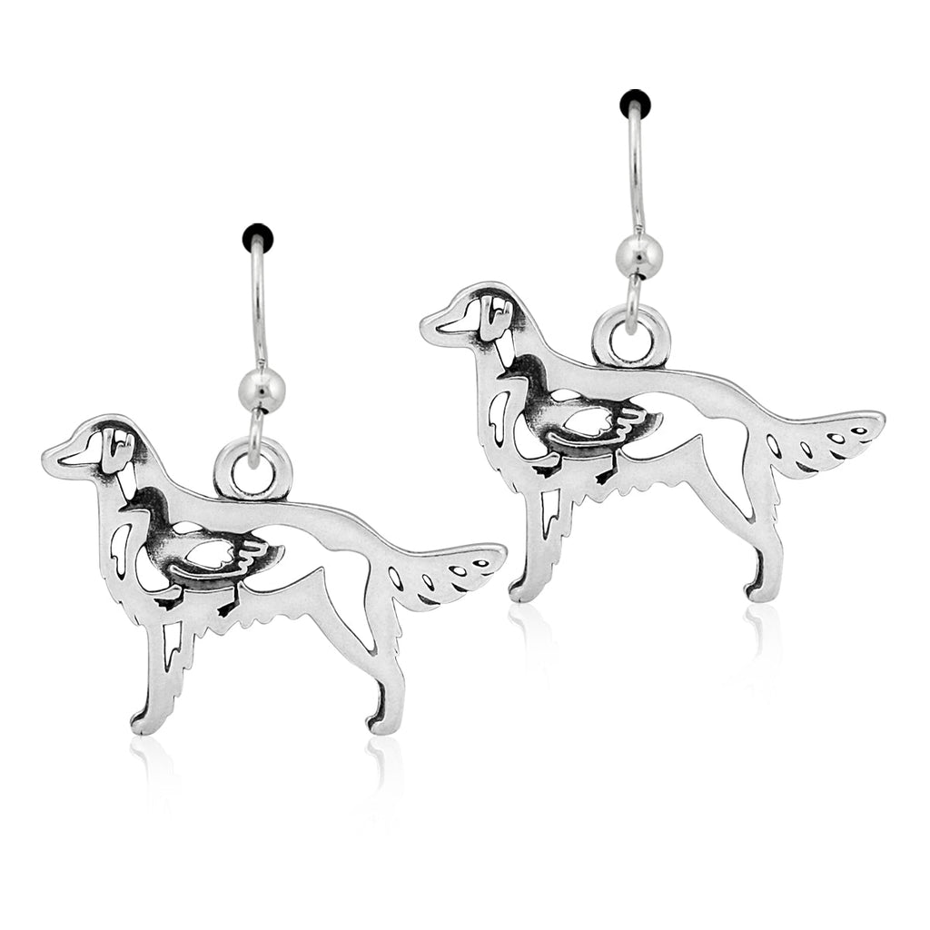 Sterling Silver Flat-Coated Retriever Earrings