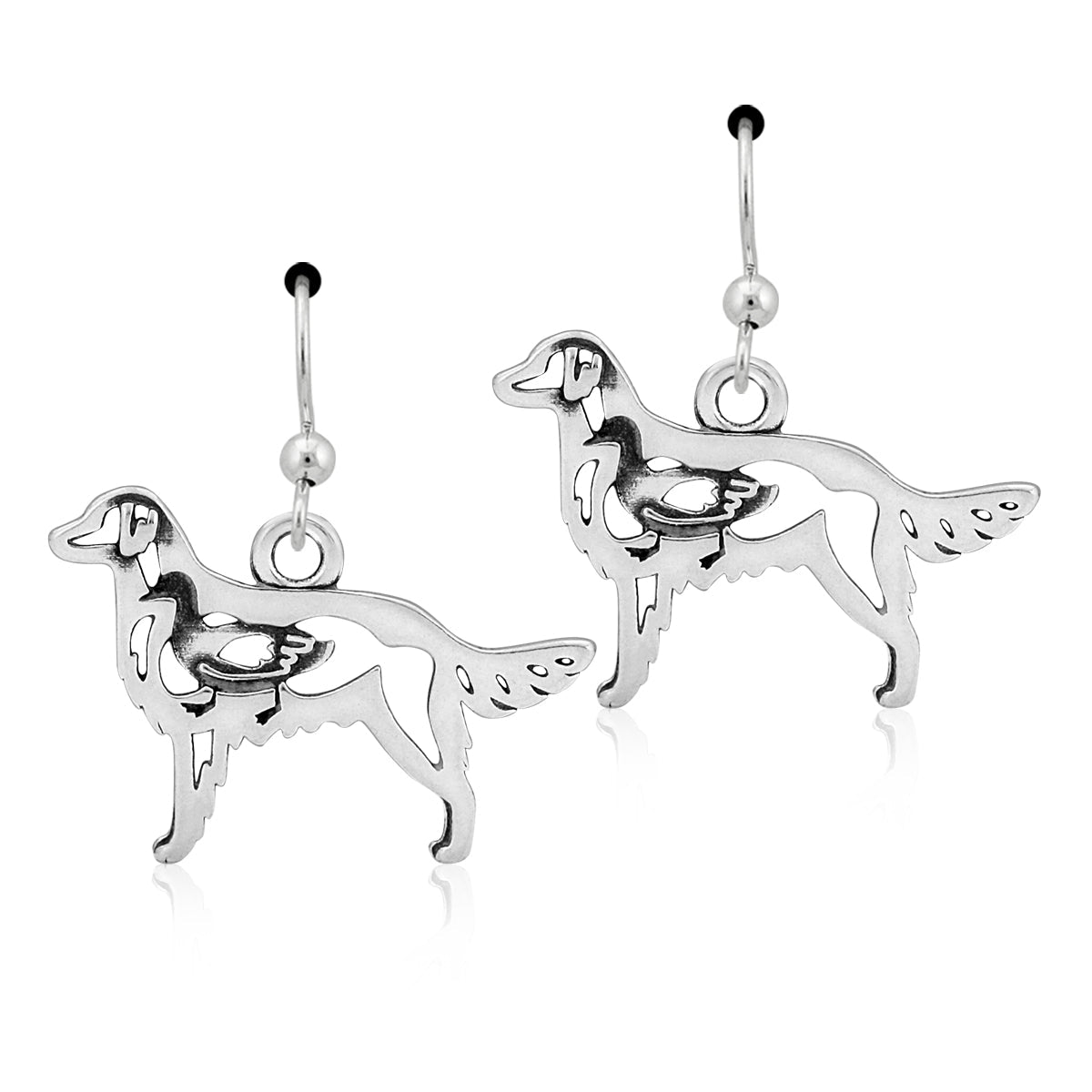 Sterling Silver Flat-Coated Retriever Earrings