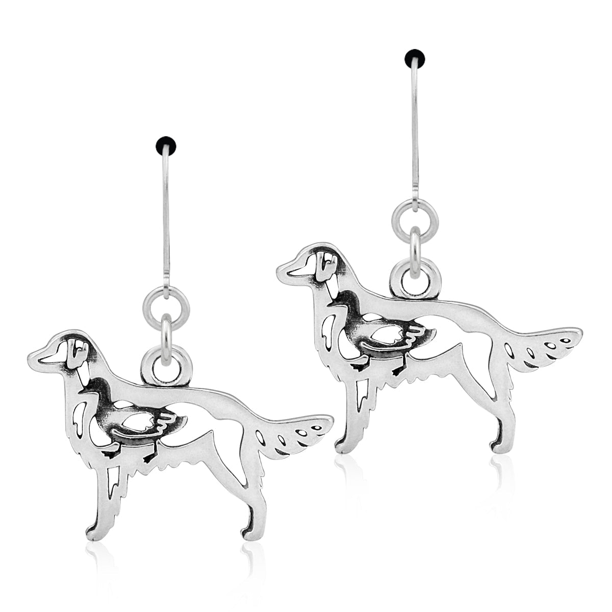 Sterling Silver Flat-Coated Retriever Earrings