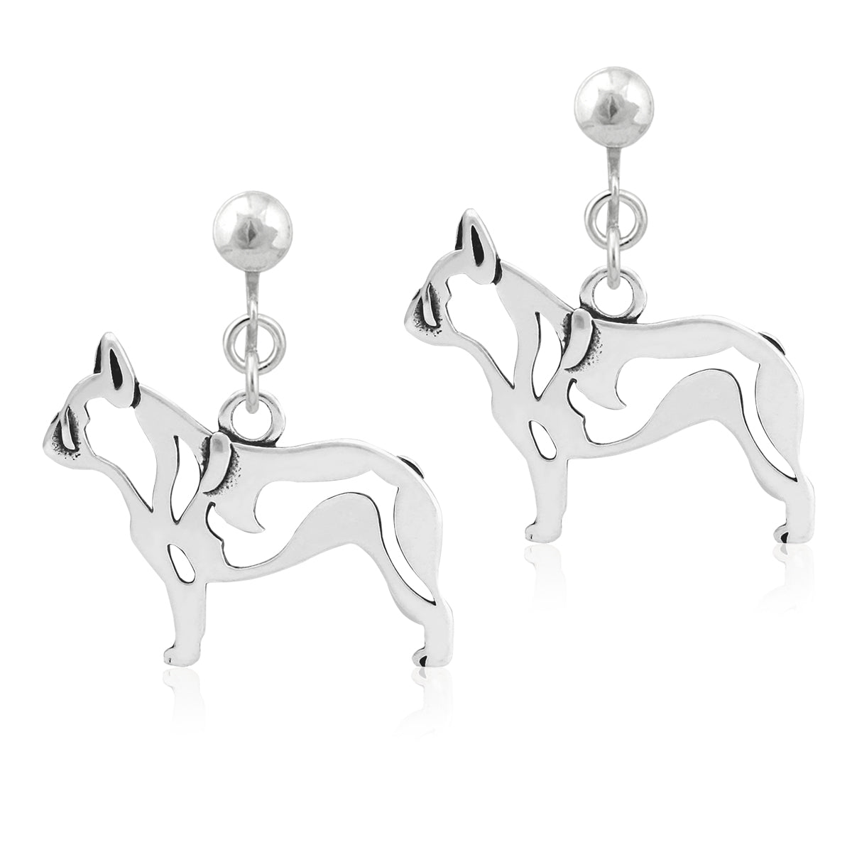 Sterling Silver French Bulldog Earrings