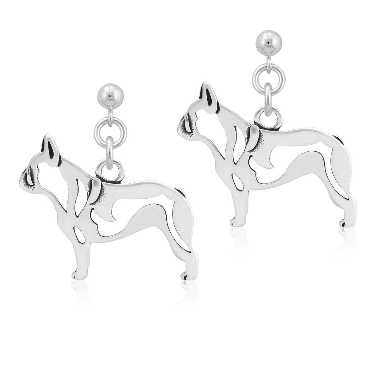 Sterling Silver French Bulldog Earrings