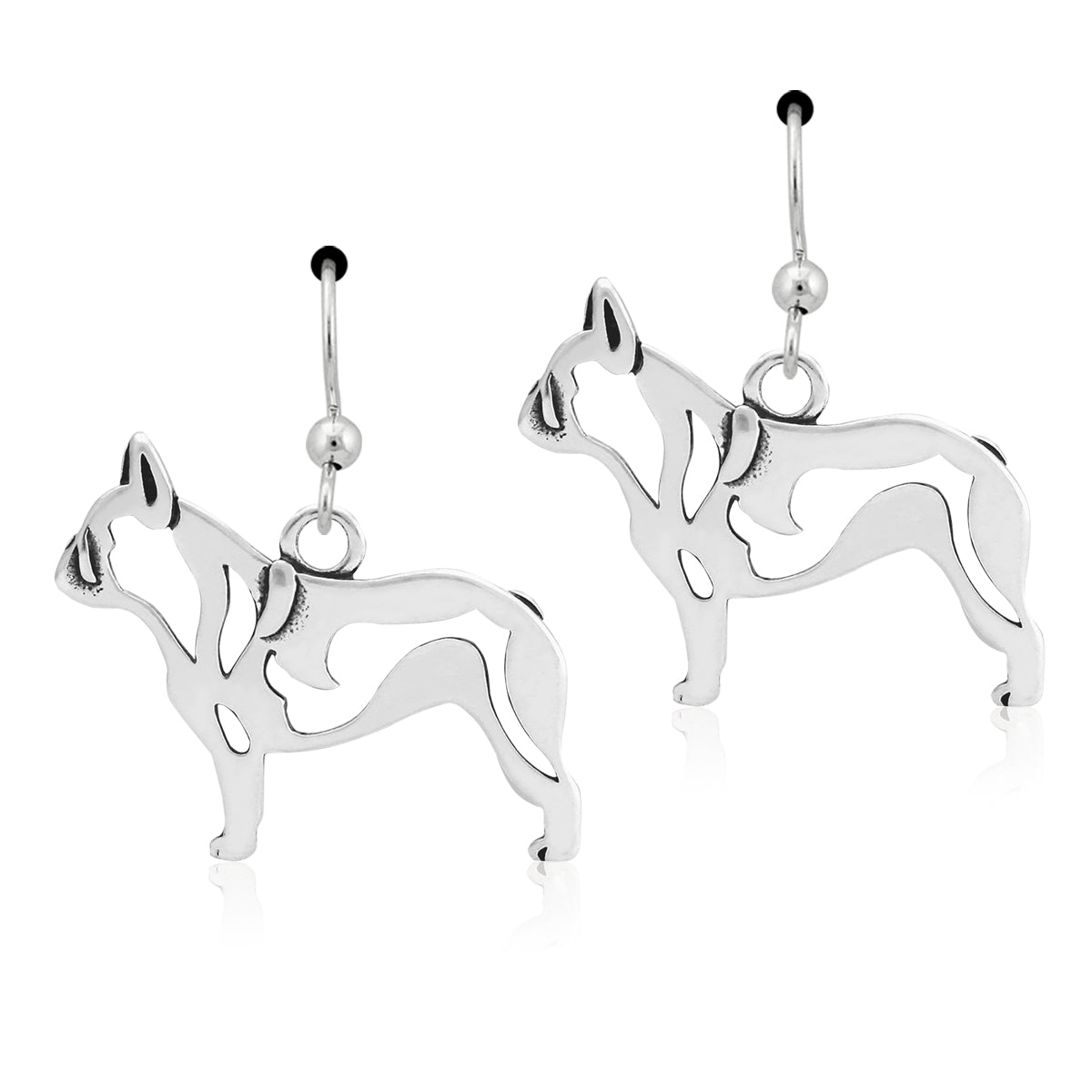 Sterling Silver French Bulldog Earrings