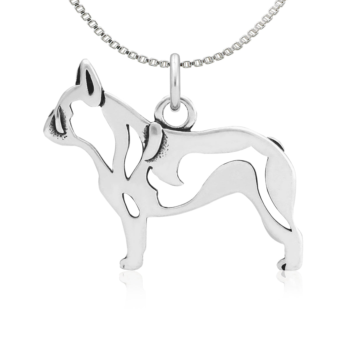 Sterling Silver French Bulldog Necklace Jewelry