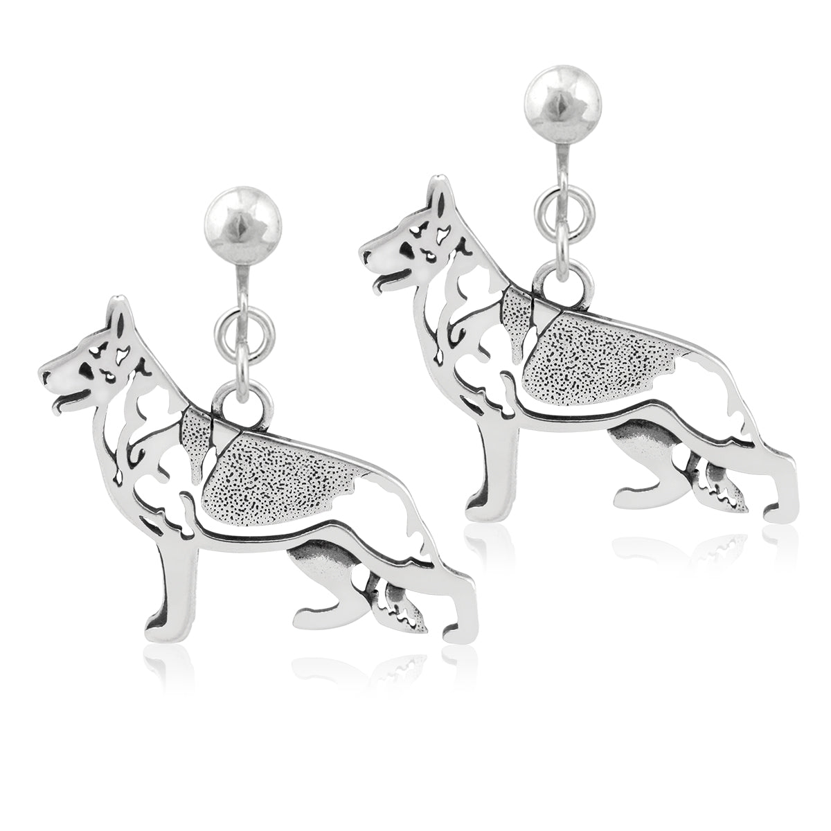 Sterling Silver German Shepherd Earrings