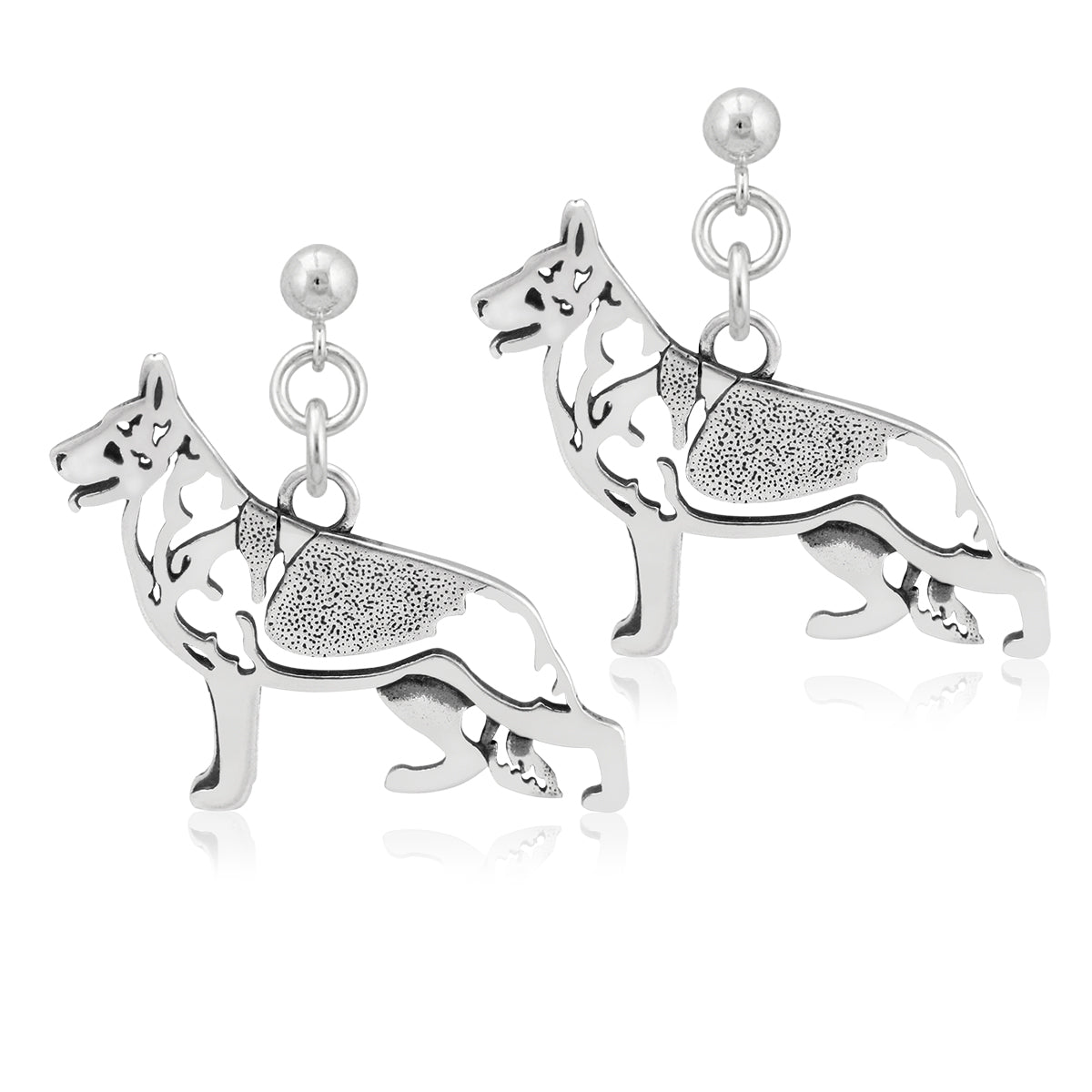 Sterling Silver German Shepherd Earrings
