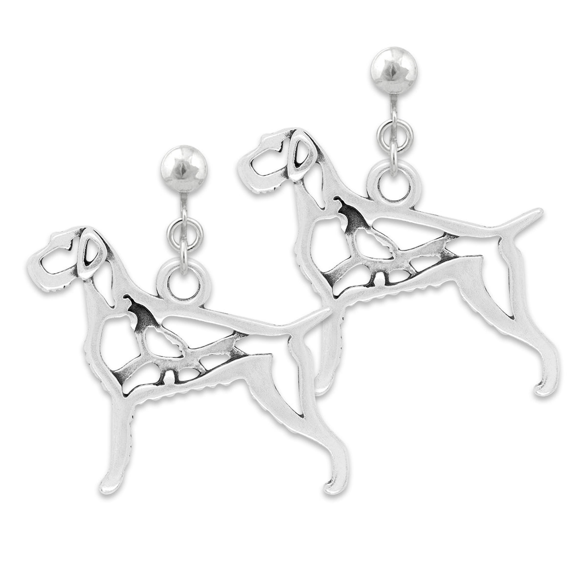 Sterling Silver German Wirehaired Pointer Earrings