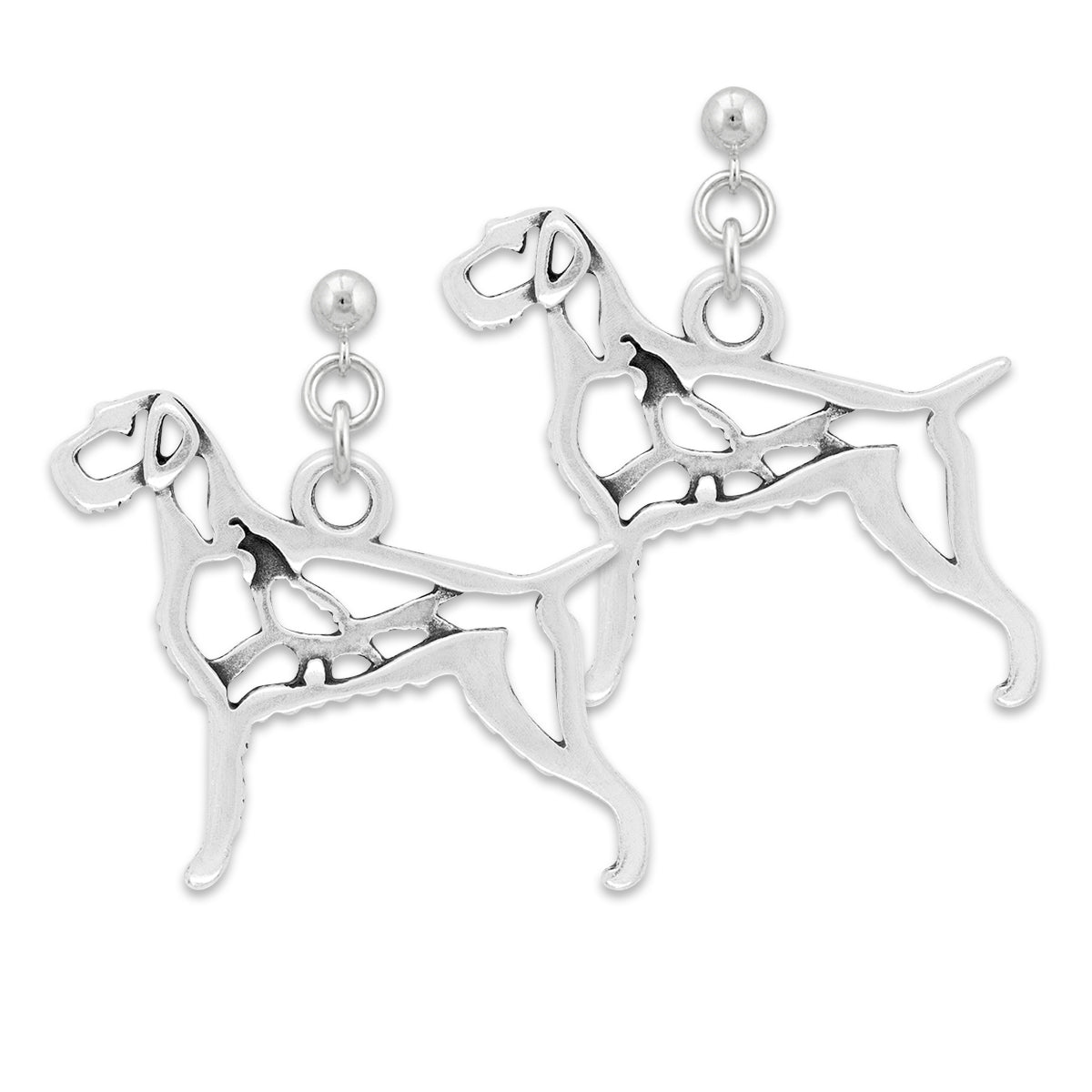 Sterling Silver German Wirehaired Pointer Earrings