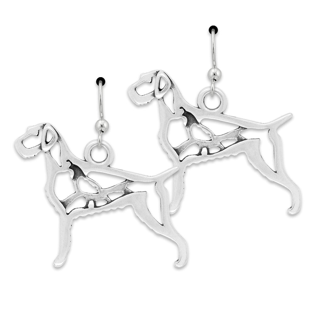 Sterling Silver German Wirehaired Pointer Earrings