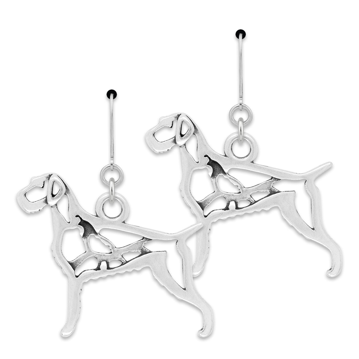 Sterling Silver German Wirehaired Pointer Earrings