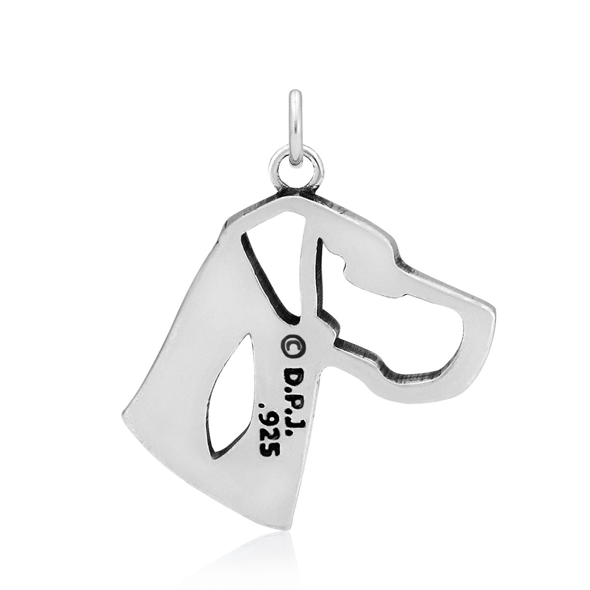 Great Dane Necklace in Sterling Silver, Natural Ears