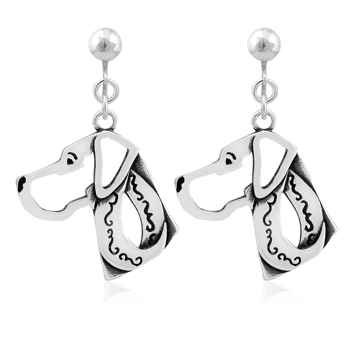 Great Dane Earrings in Sterling Silver, Natural Ears