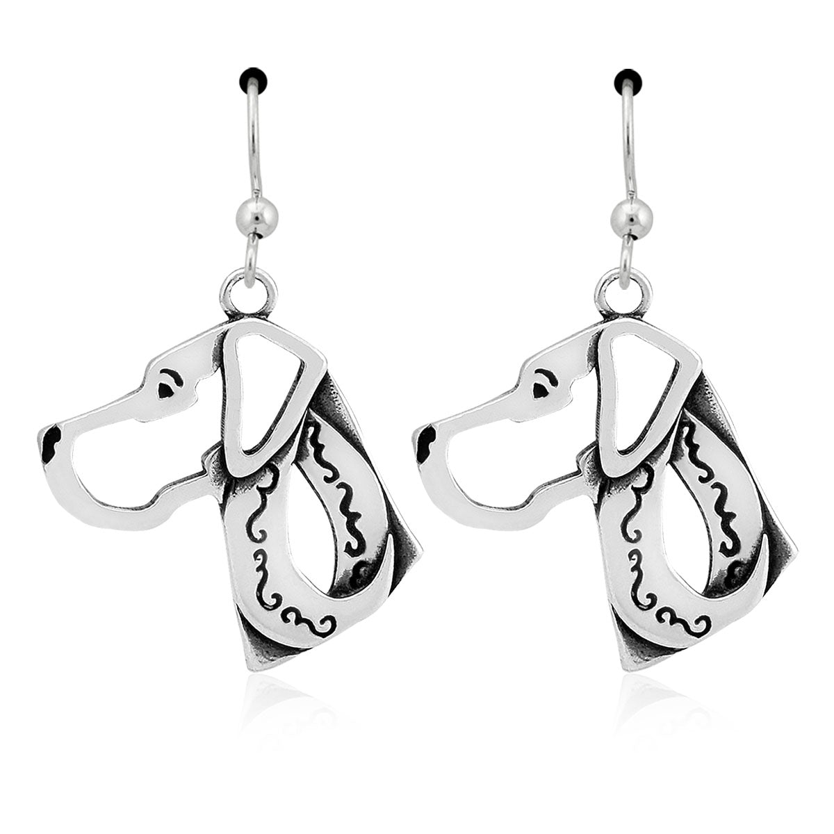 Great Dane Earrings in Sterling Silver, Natural Ears