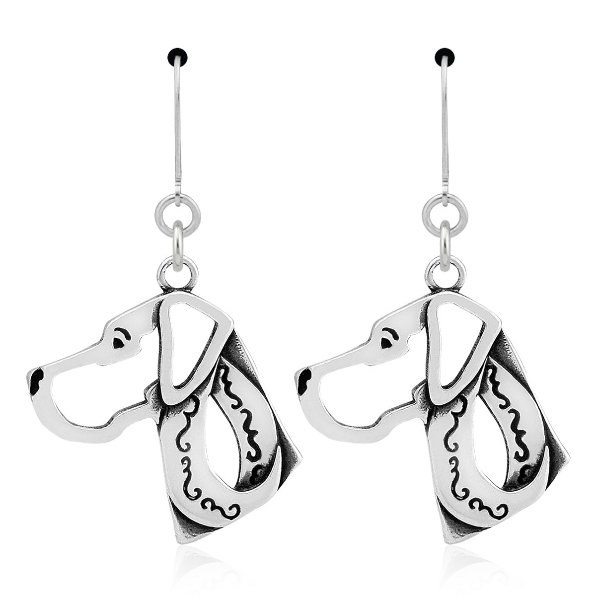 Great Dane Earrings in Sterling Silver, Natural Ears