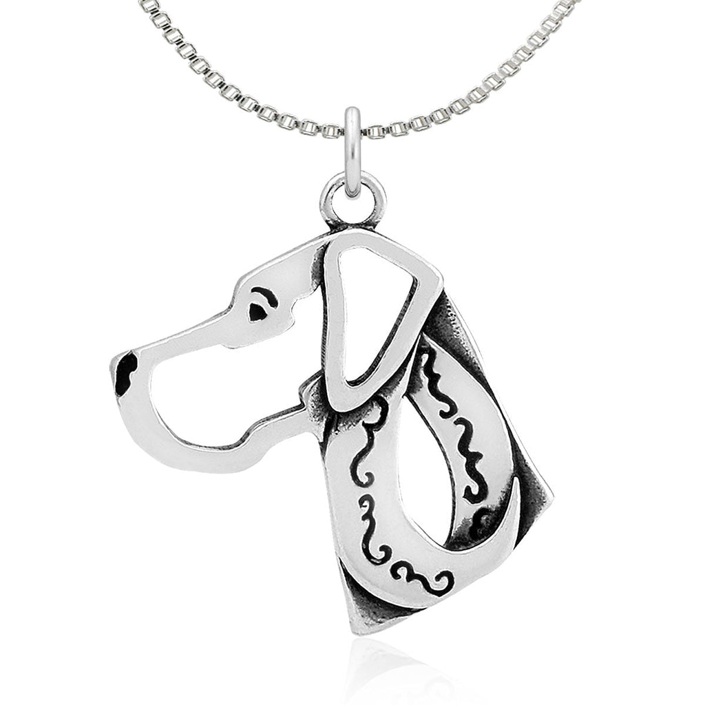 Great Dane Necklace in Sterling Silver, Natural Ears
