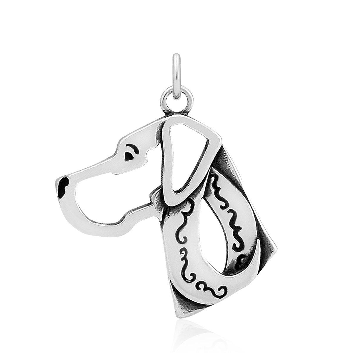 Great Dane Necklace in Sterling Silver, Natural Ears
