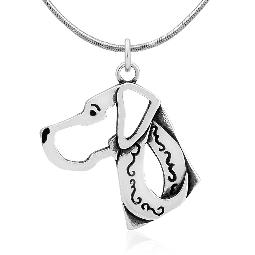 Great Dane Necklace in Sterling Silver, Natural Ears