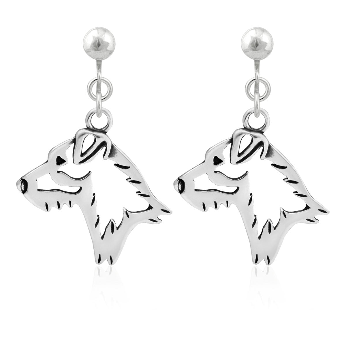 Jack Russell Terrier Earrings in Sterling Silver, Broken Coat