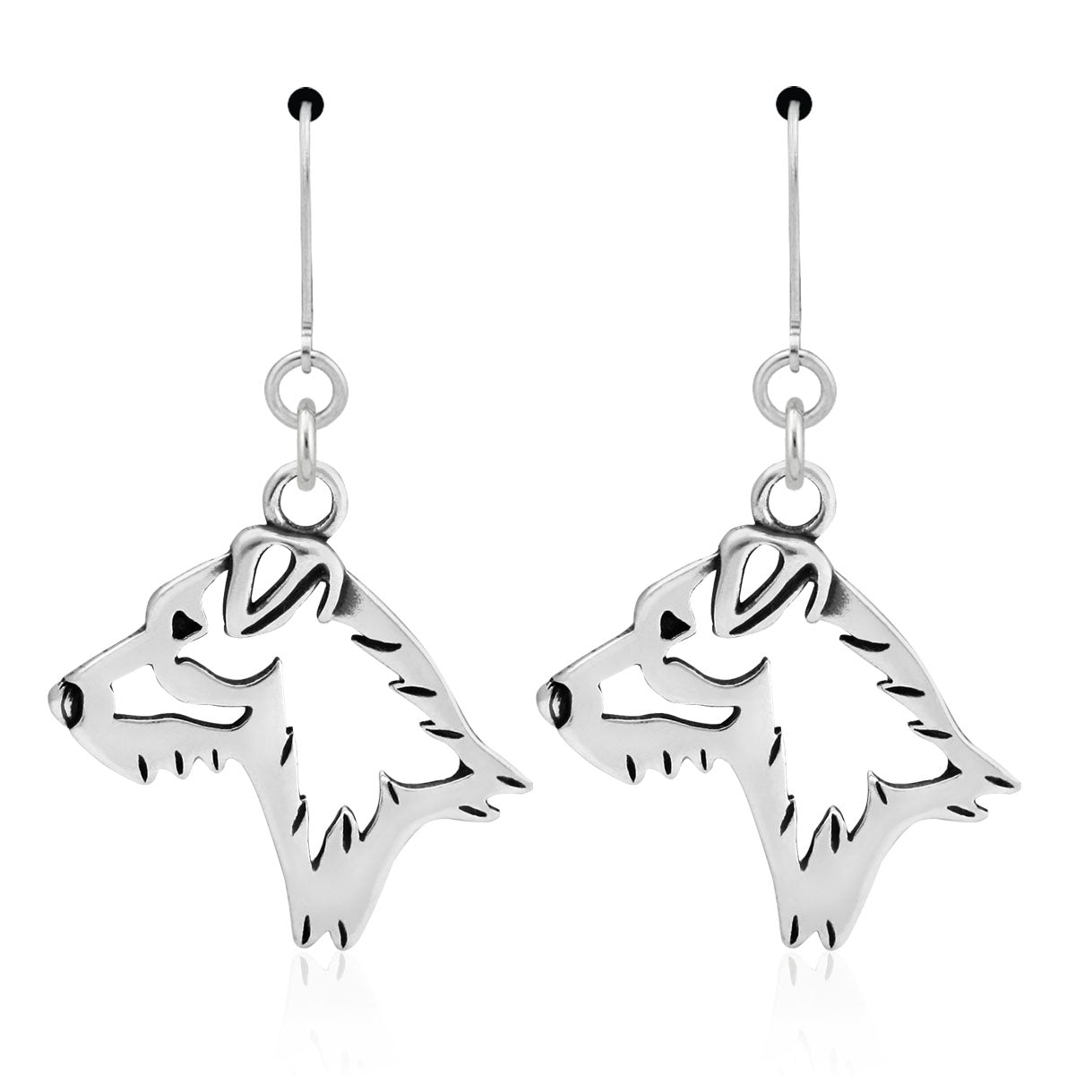 Jack Russell Terrier Earrings in Sterling Silver, Broken Coat