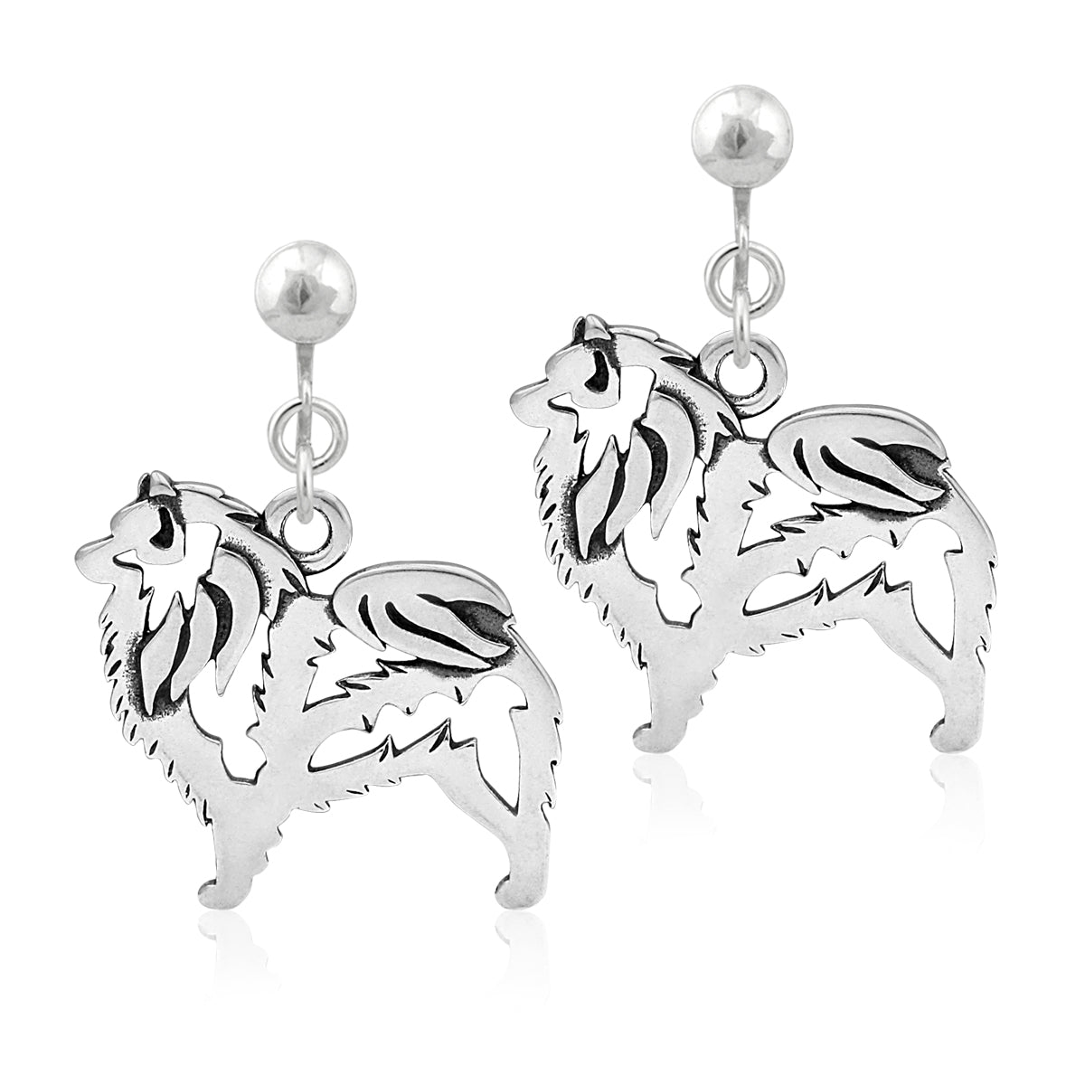 Sterling Silver Keeshond Earrings