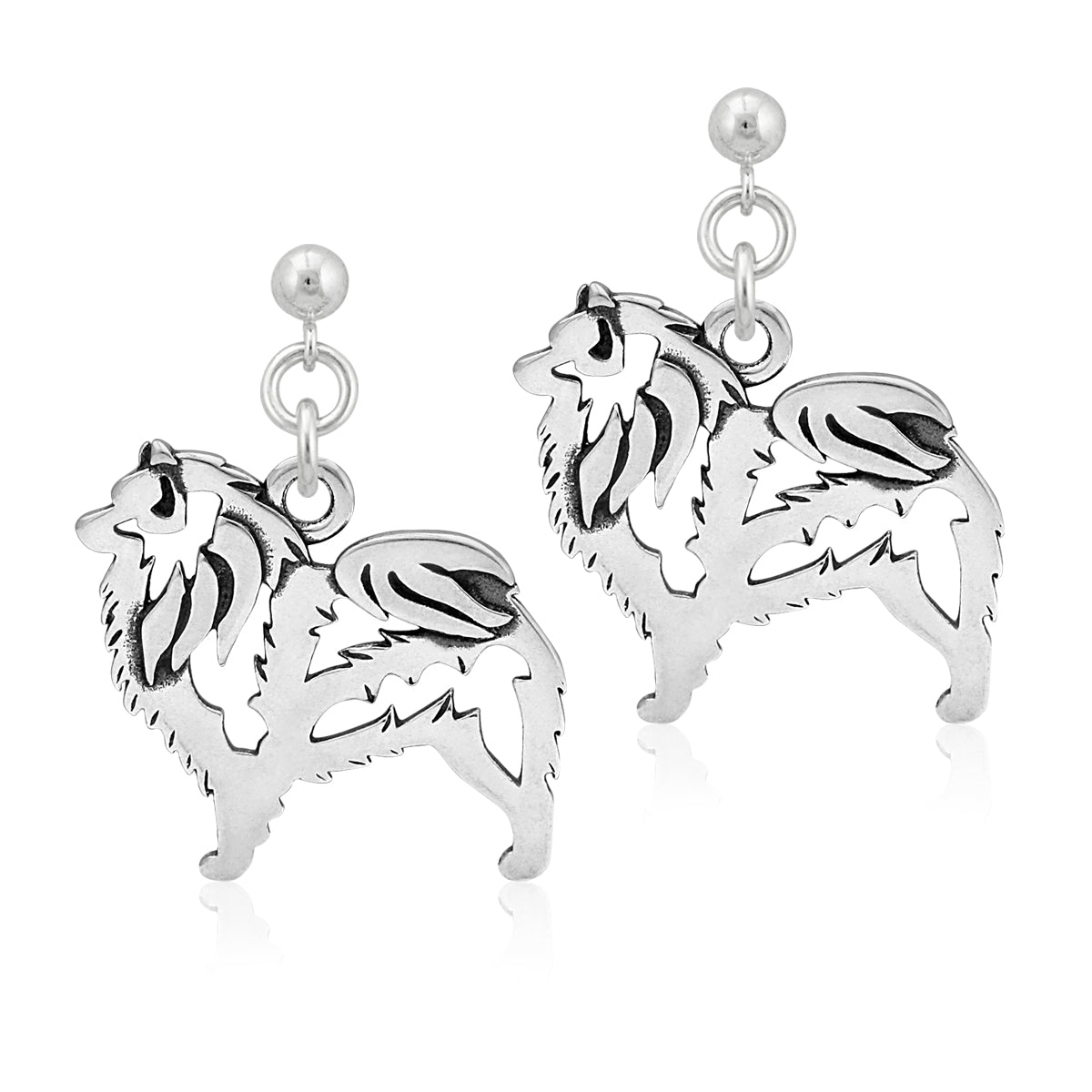Sterling Silver Keeshond Earrings