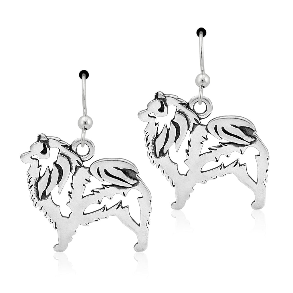 Sterling Silver Keeshond Earrings