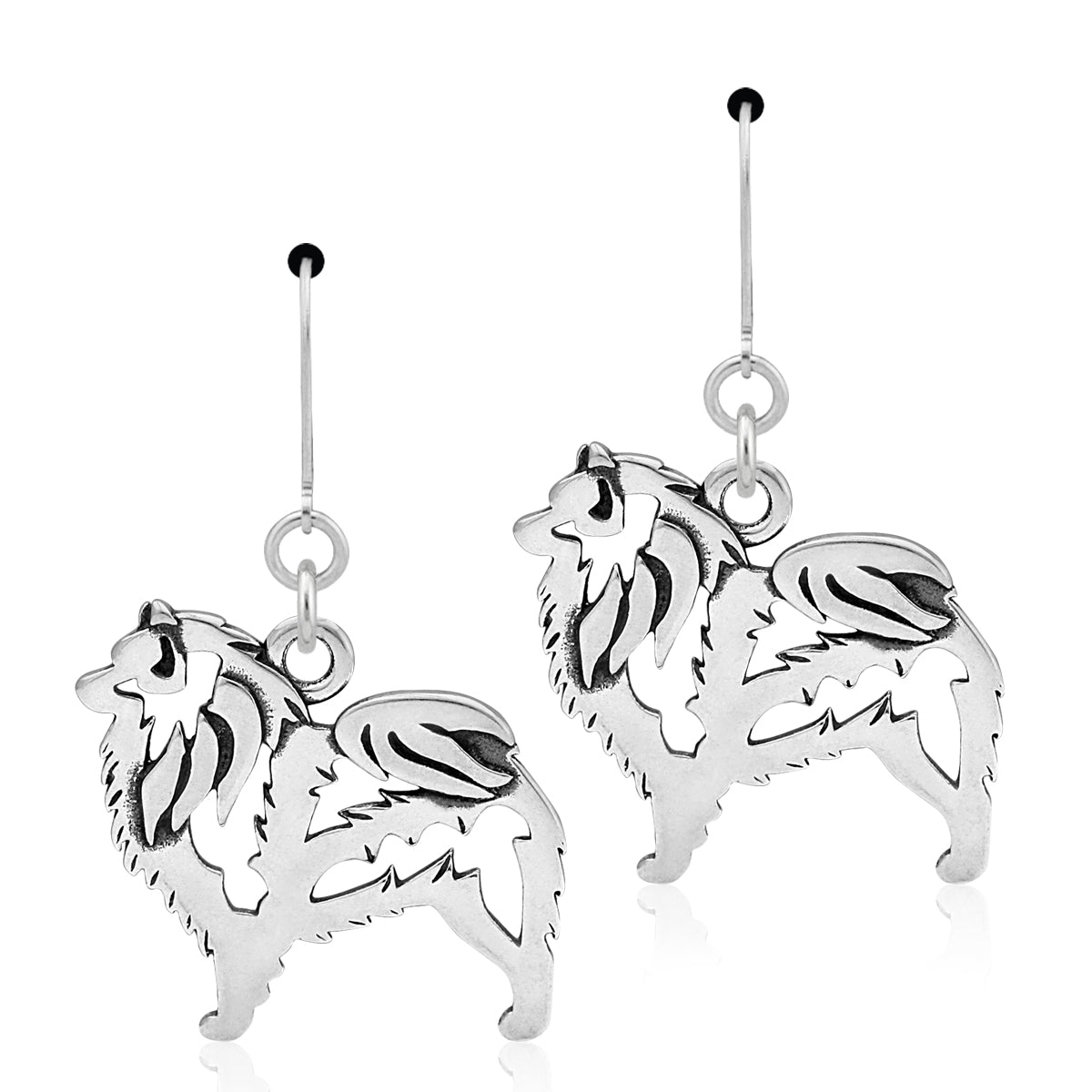 Sterling Silver Keeshond Earrings