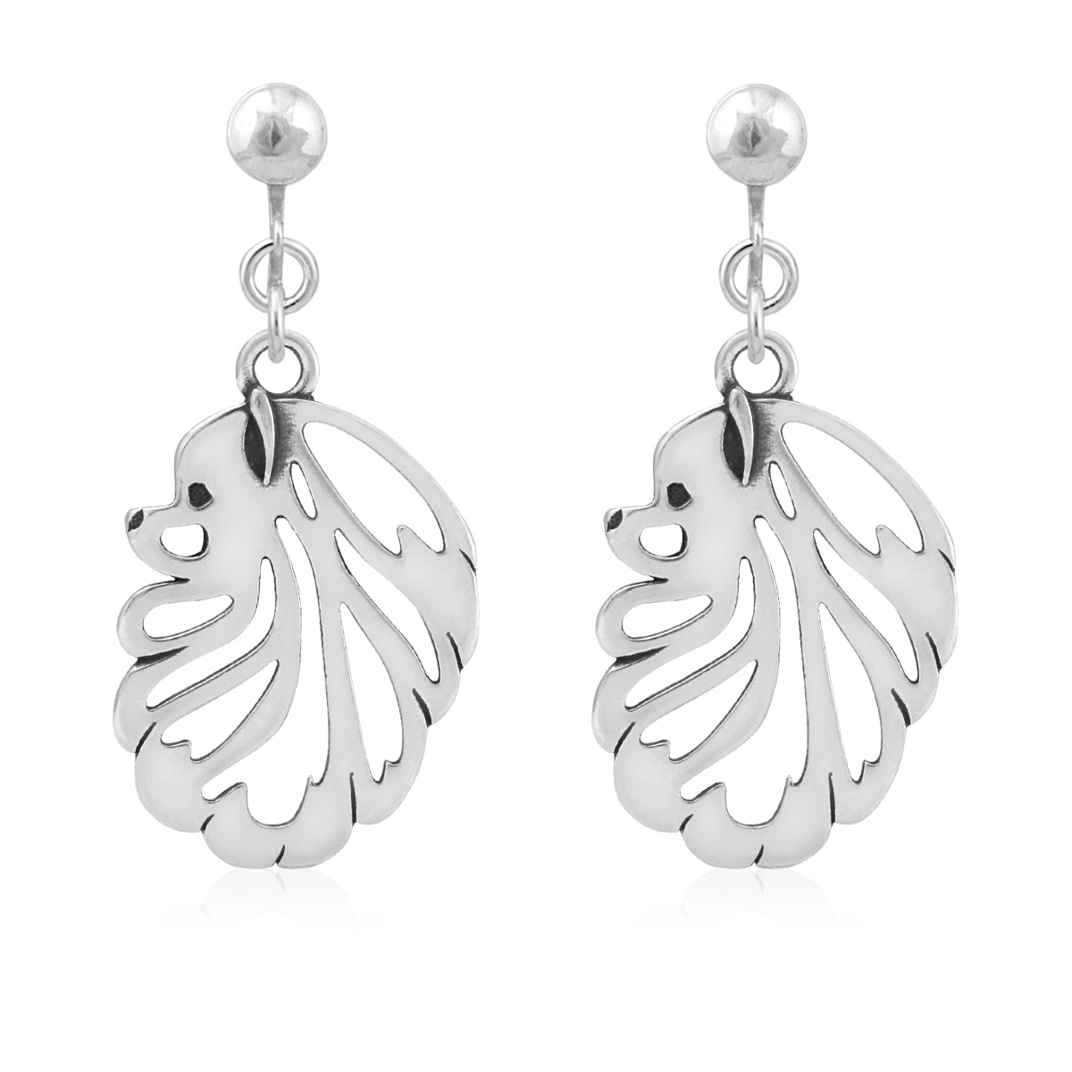 Pomeranian Earrings in Sterling Silver