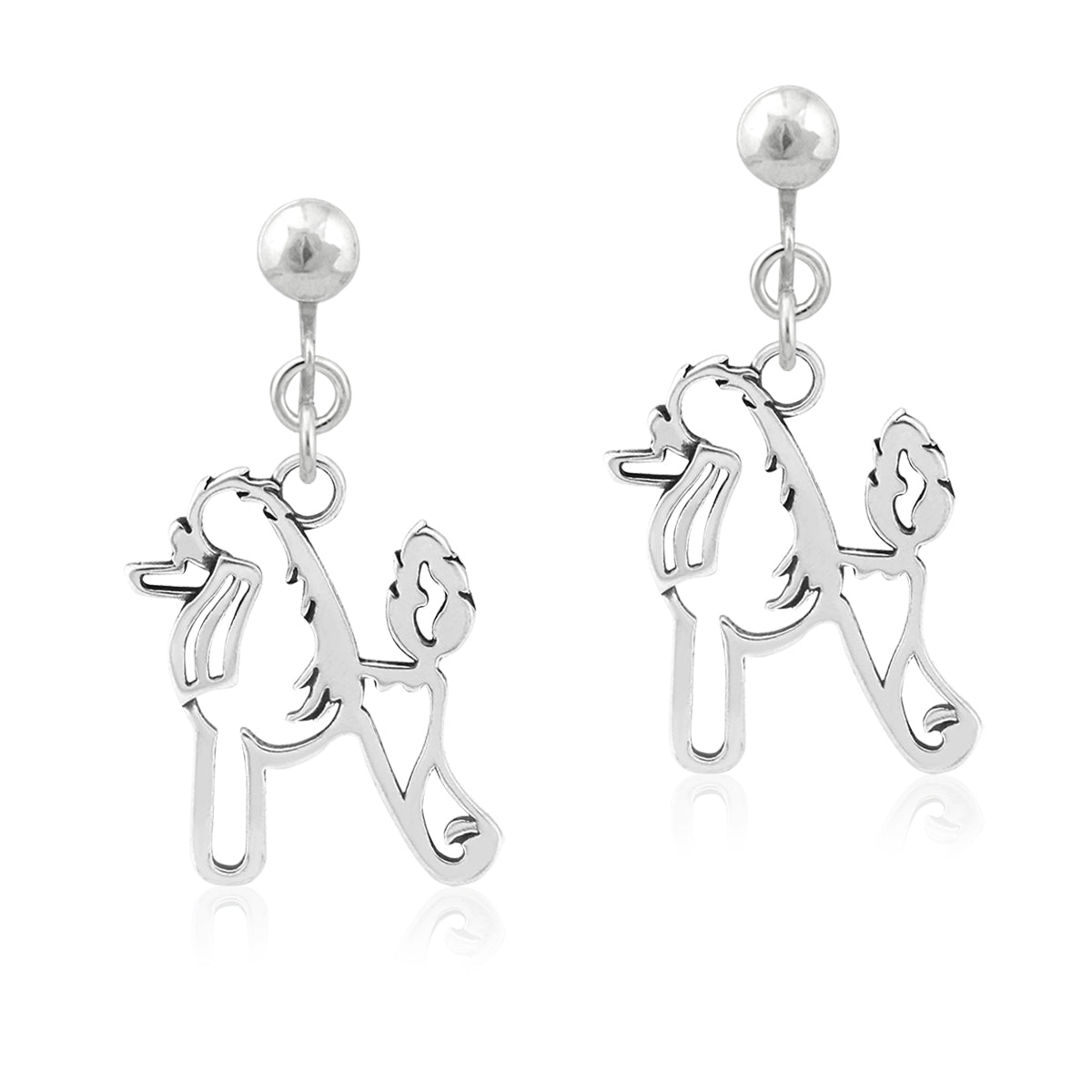 Sterling Silver Poodle Earrings