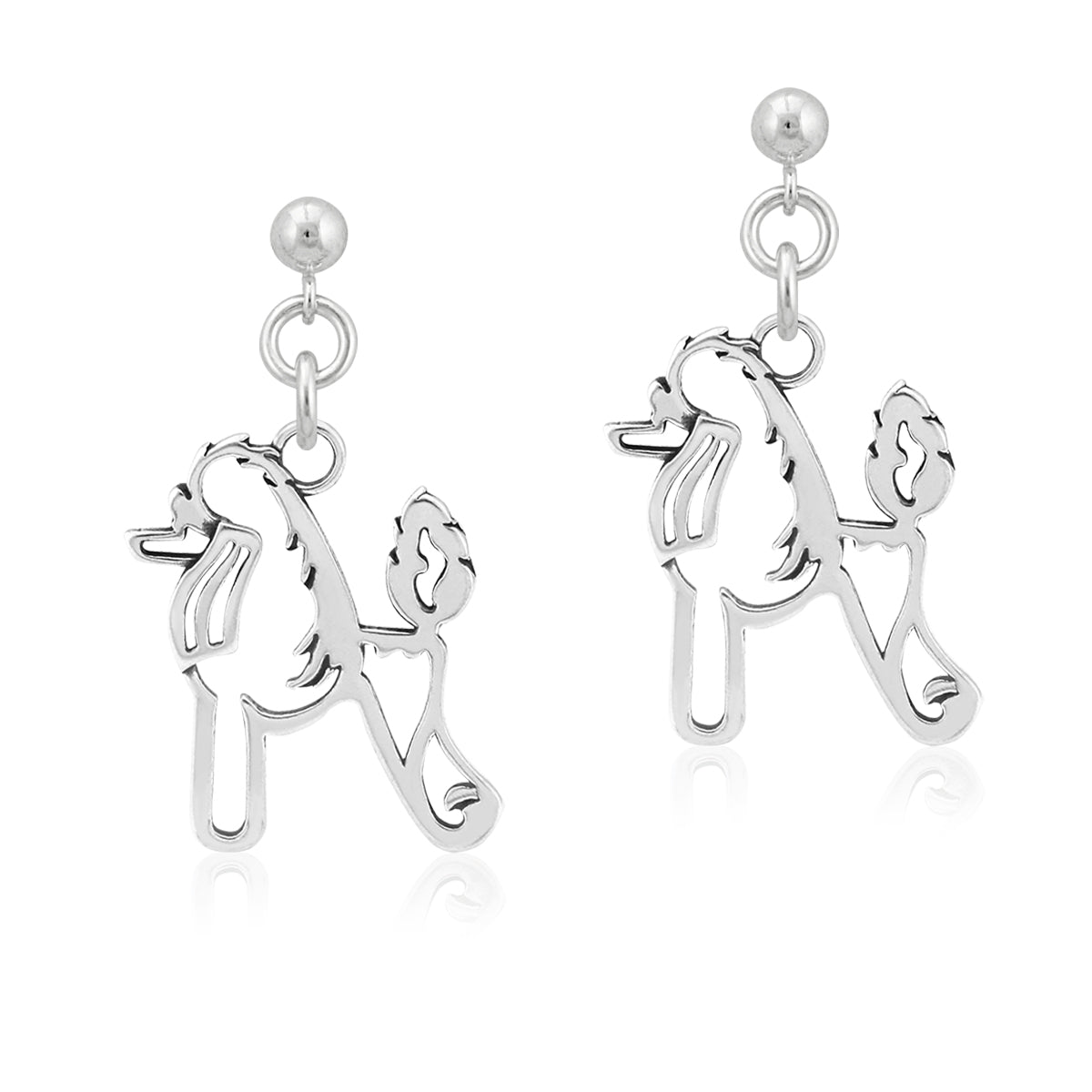 Sterling Silver Poodle Earrings