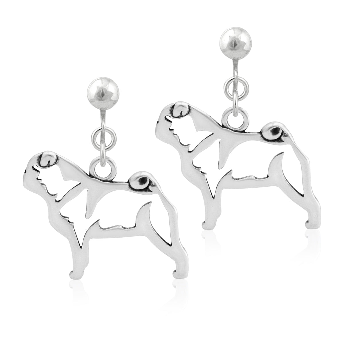 Sterling Silver Pug Earrings