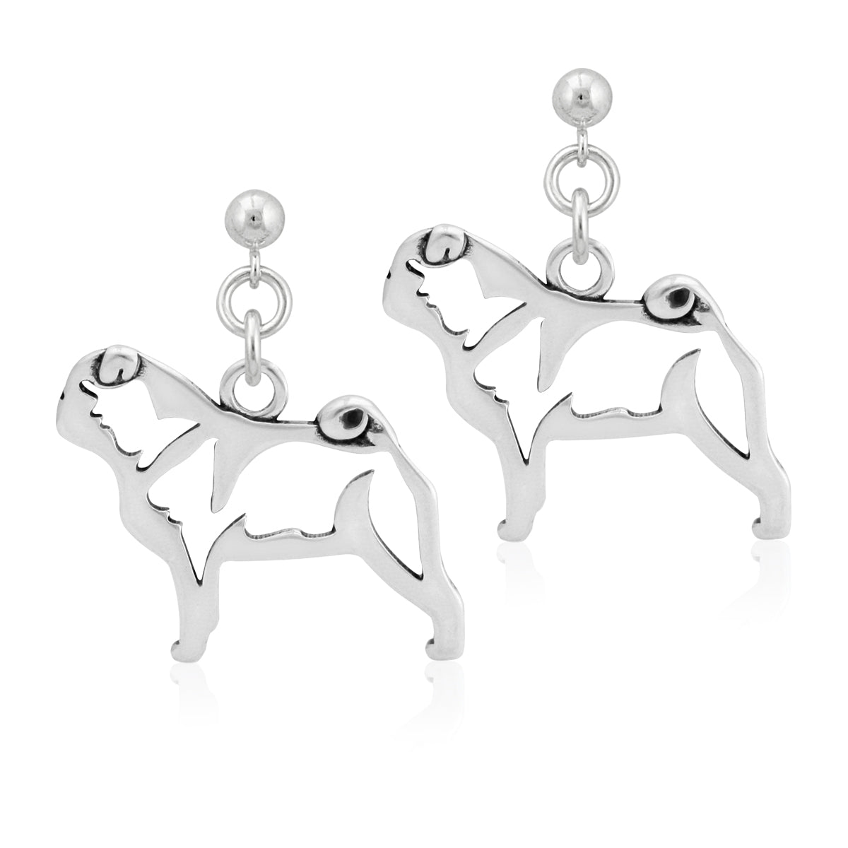 Sterling Silver Pug Earrings