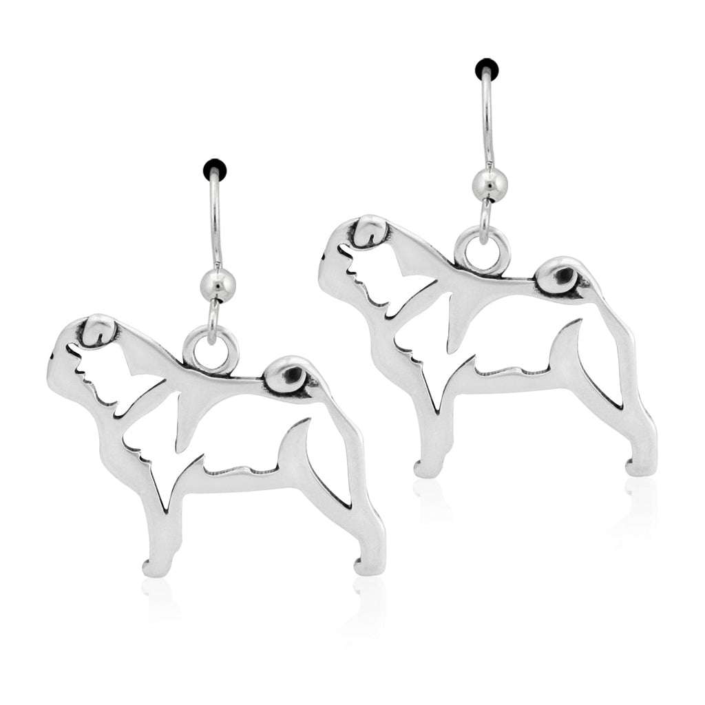 Sterling Silver Pug Earrings