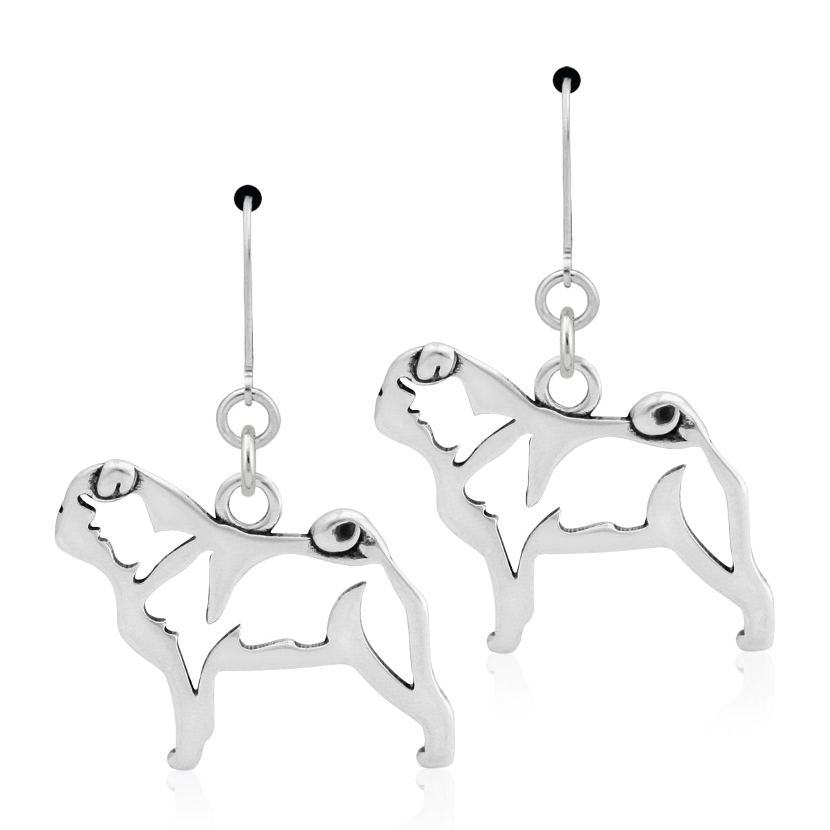 Sterling Silver Pug Earrings