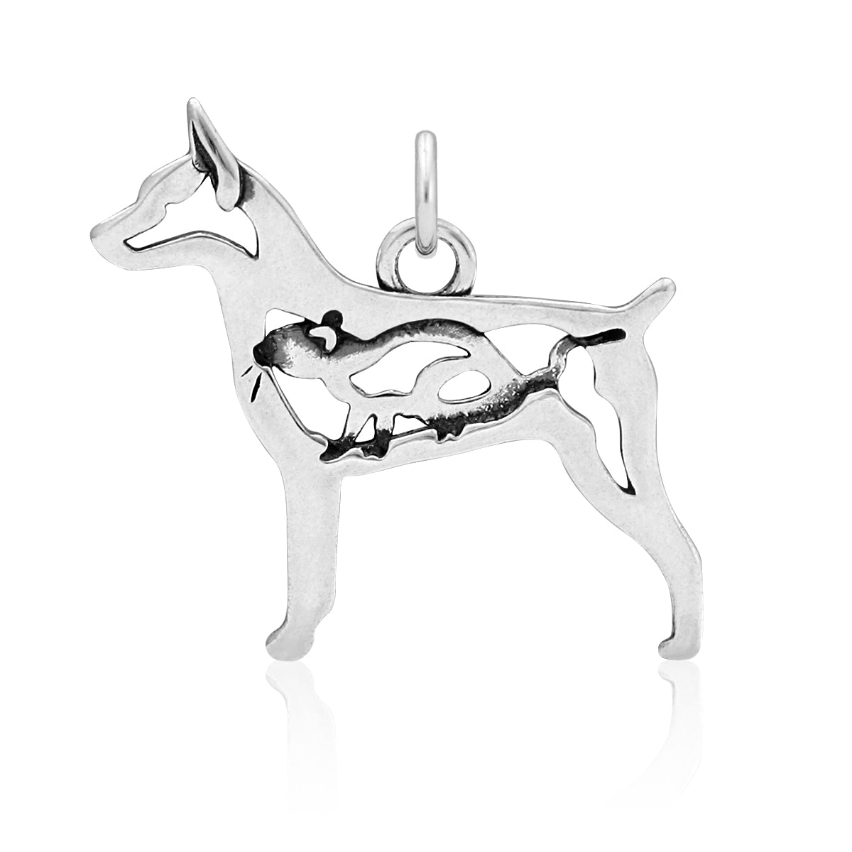 Sterling Silver Rat Terrier Necklace Jewelry, Docked Tail